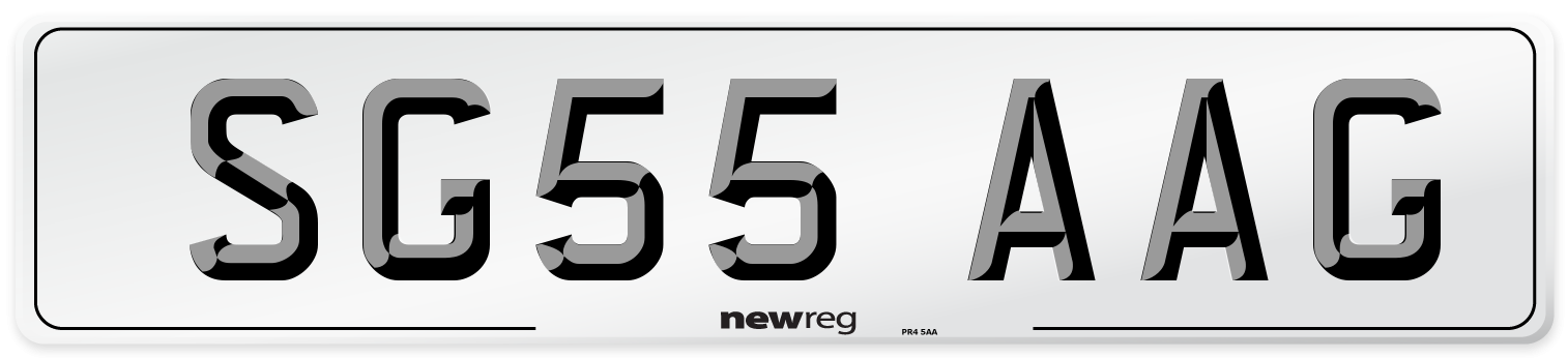 SG55 AAG Number Plate from New Reg